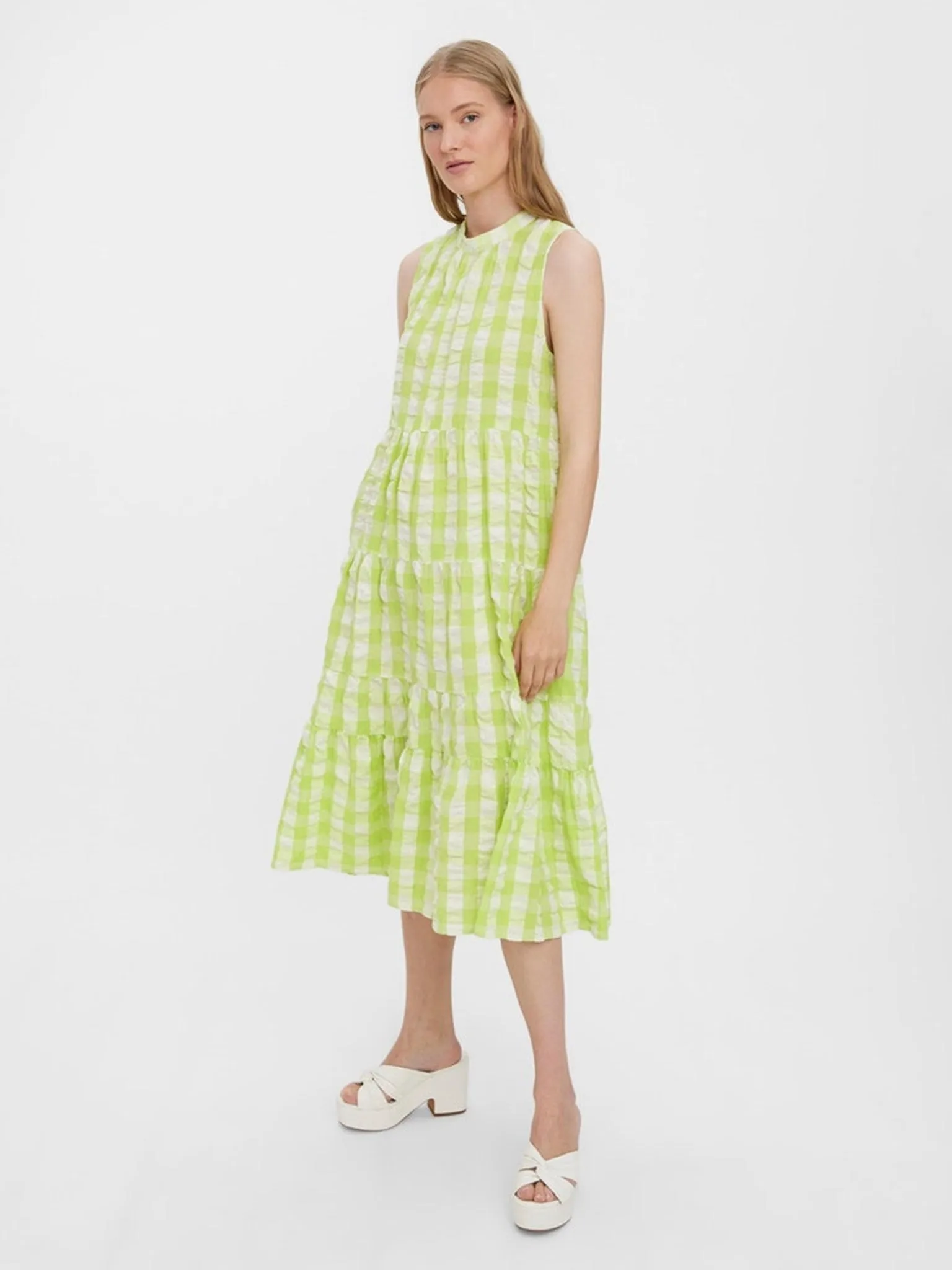 Sody Calf Highneck Dress - Shadow Lime