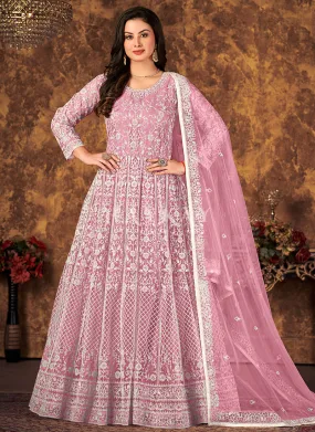 Soft Pink Embroidery Designer Anarkali Suit