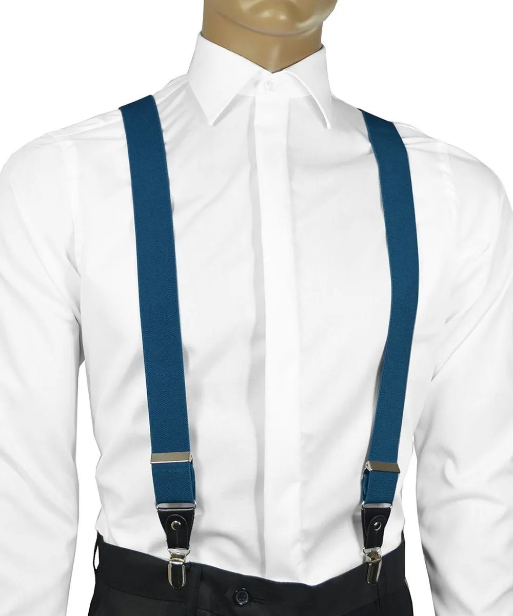 Solid Aqua Blue Men's Suspenders