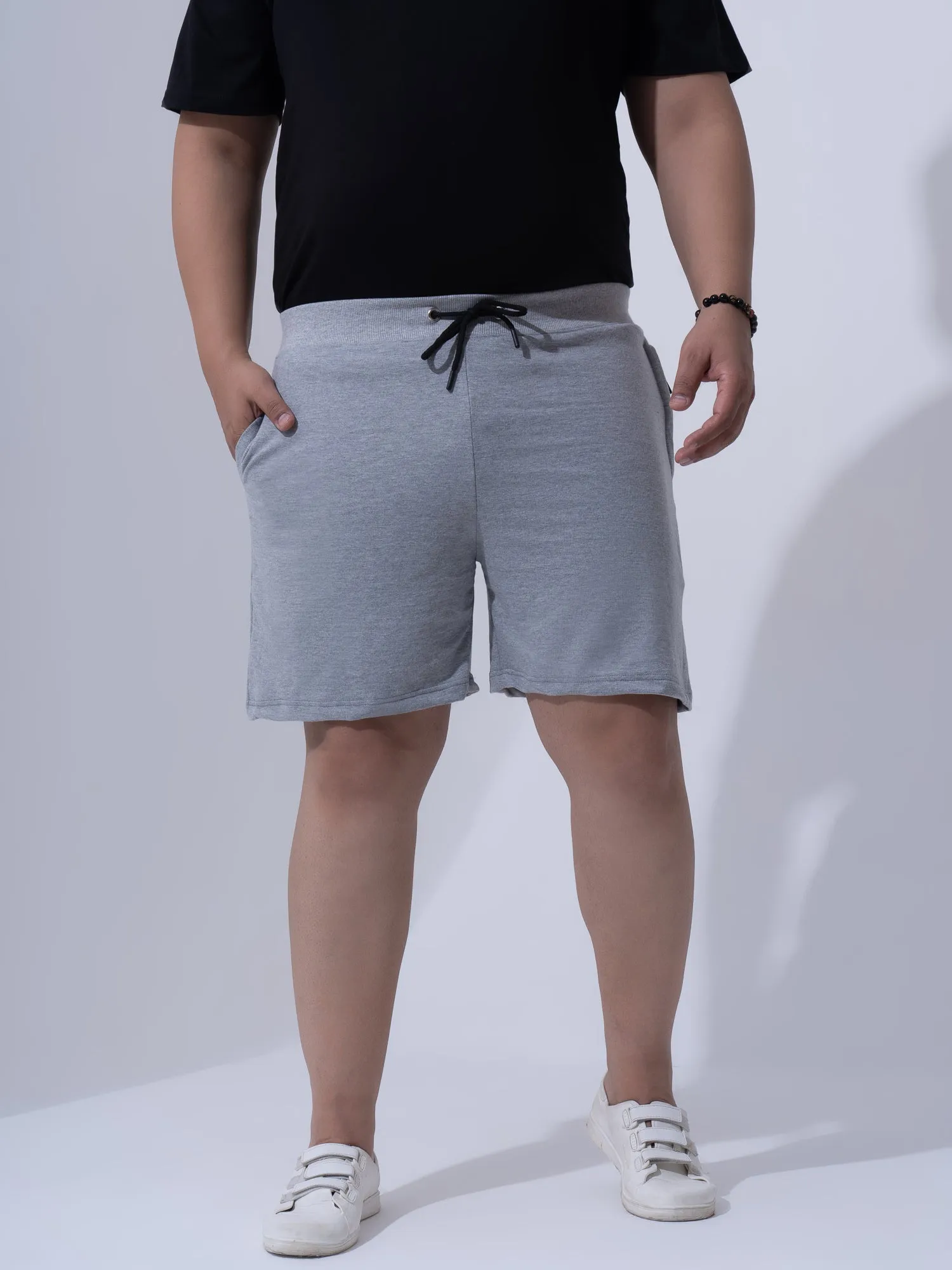 Solid Cotton Plus Size Shorts