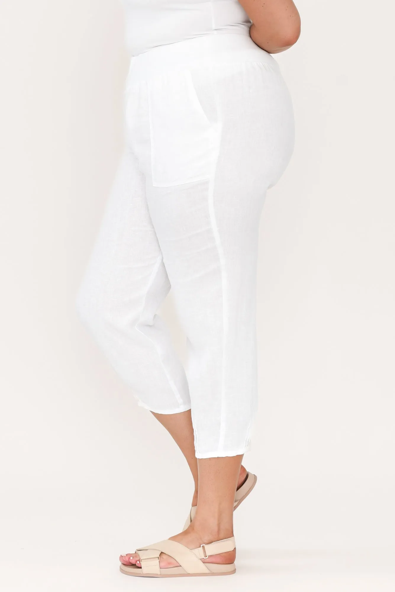 Tatum White Linen Pants