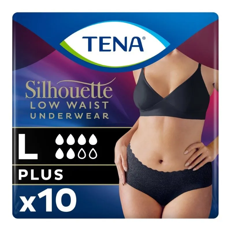 TENA Lady Silhouette Pants Normal Black Large - Pack of 10 (Incontinence Pants)