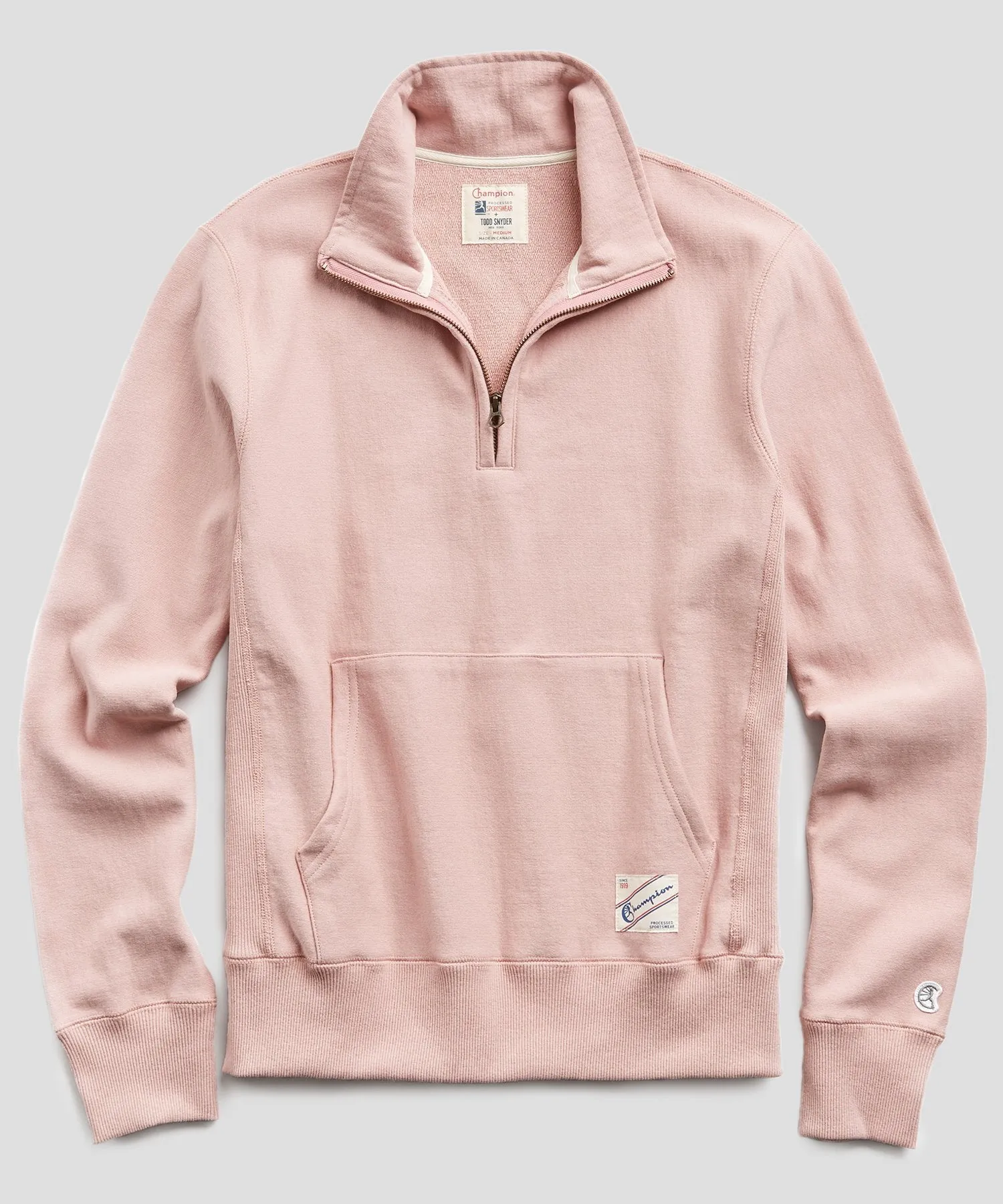 Terry Quarter Zip Reverse Weave Sweatshirt in Desert Rose