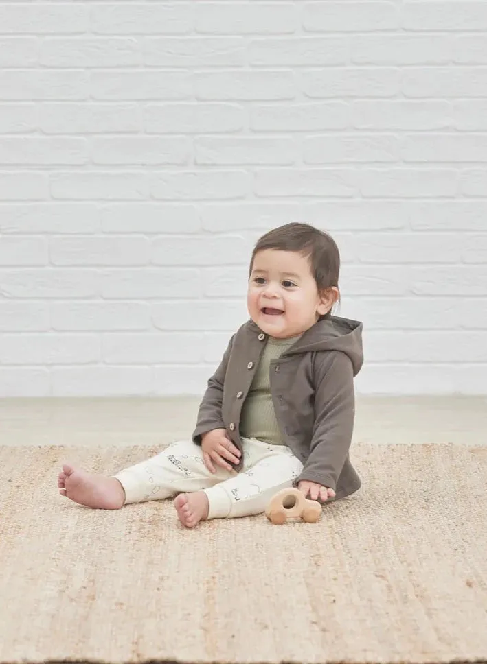 The Ash Fleece Cardigan by Quincy Mae - Charcoal - BABY