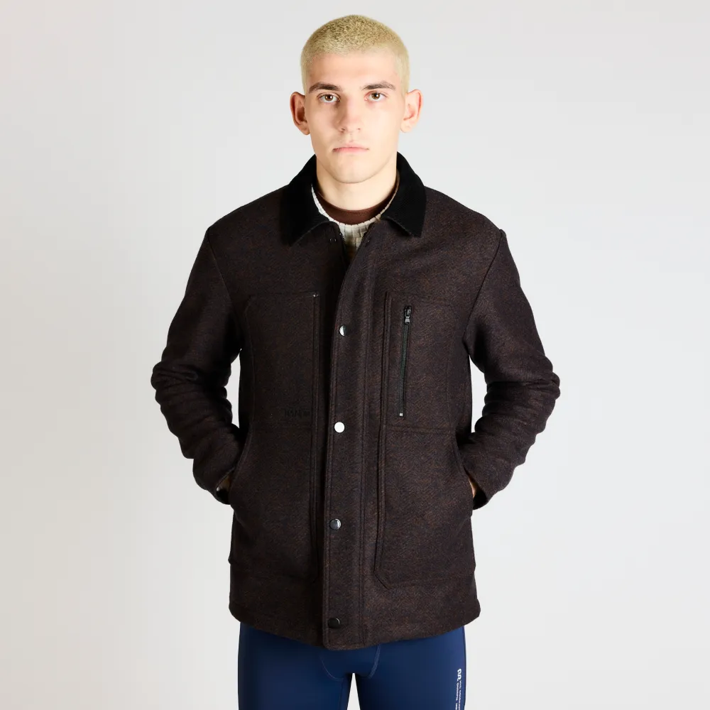 The Off Track Herringbone Wool Jacket, Unisex - Deep Amber Brown