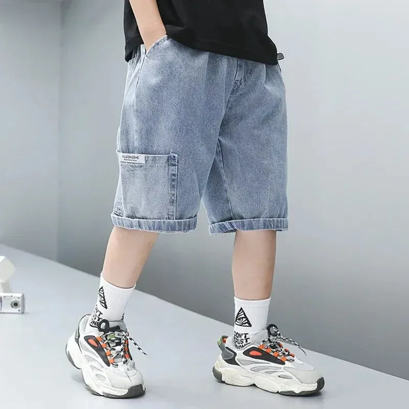 Thin Style Fashionable Five-point Pants Trendy Kids Clothes Casual Capris Summer Boys Jeans Shorts 2024 New