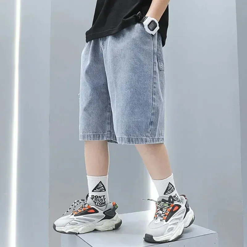 Thin Style Fashionable Five-point Pants Trendy Kids Clothes Casual Capris Summer Boys Jeans Shorts 2024 New