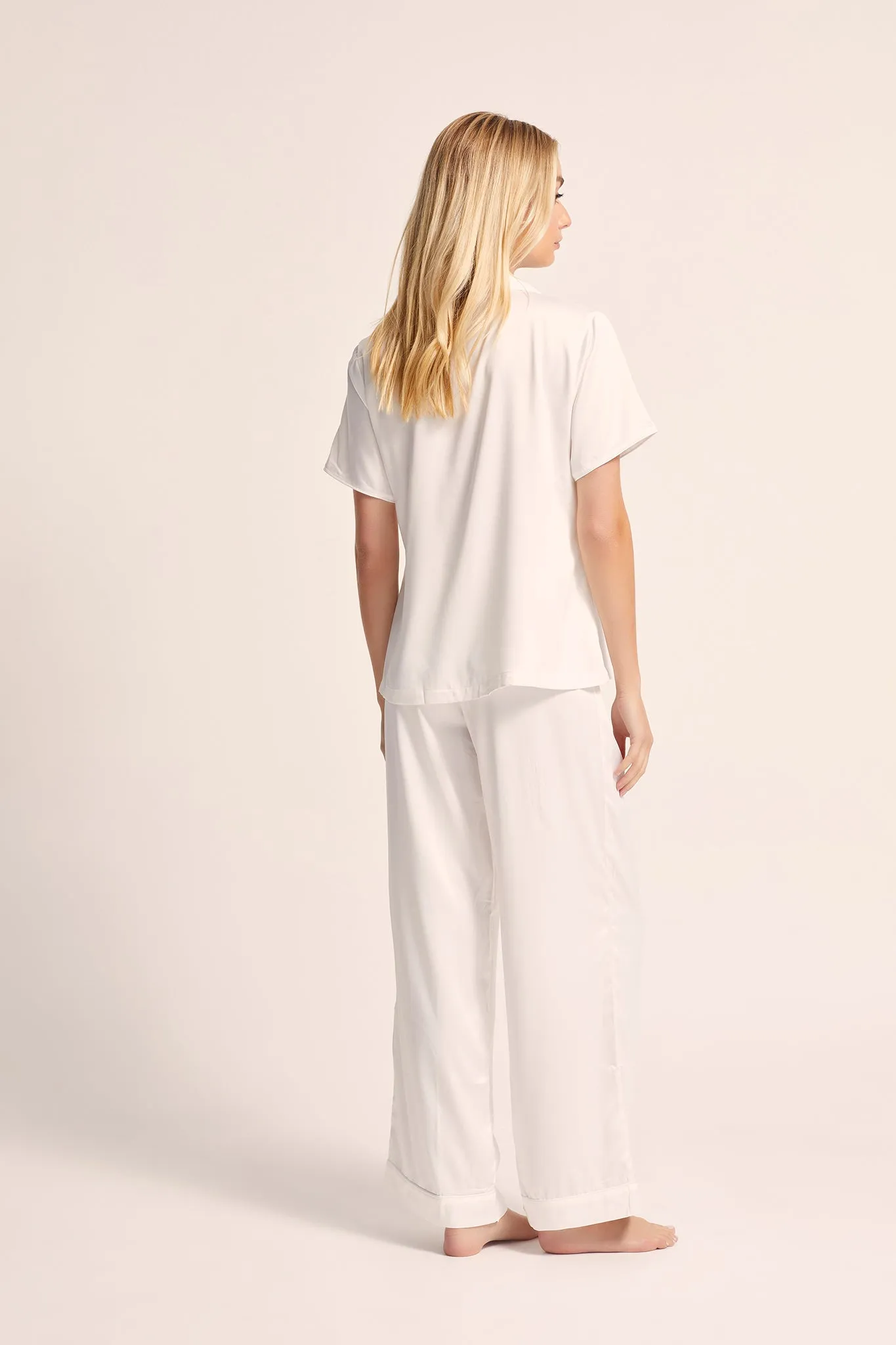 Toni Short Sleeve with Pants PJ Set - White