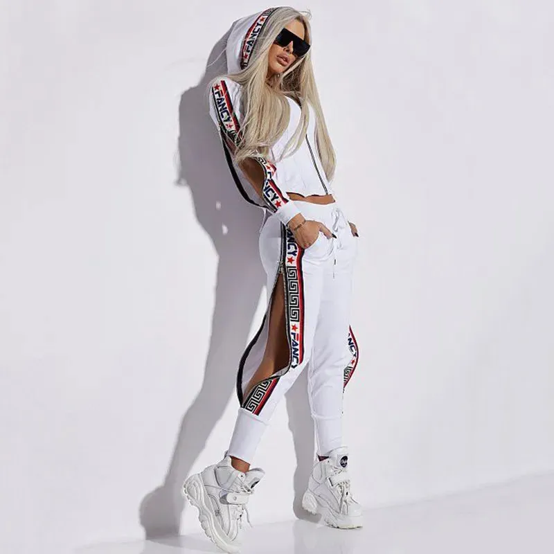 Trendy Hooded Top And Split Pants Set