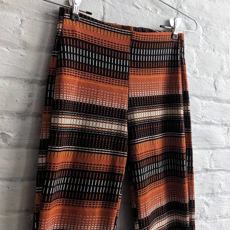 Urban Outfitters Retro Highwaist Flares Rust Earthtone Psychedelic Striped Pants