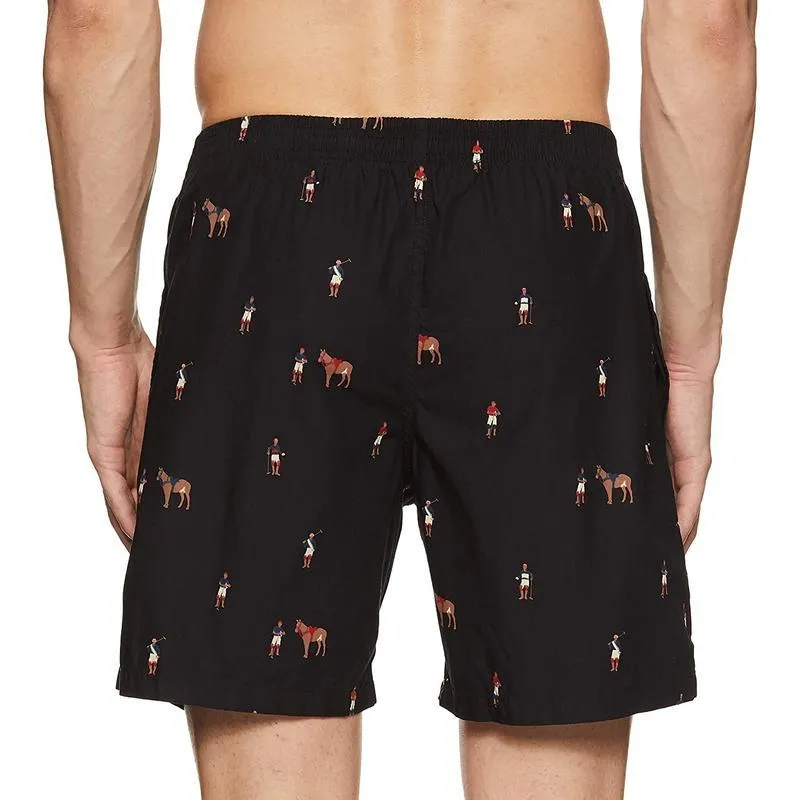 US Polo Printed Black Cotton Boxers Shorts for Men