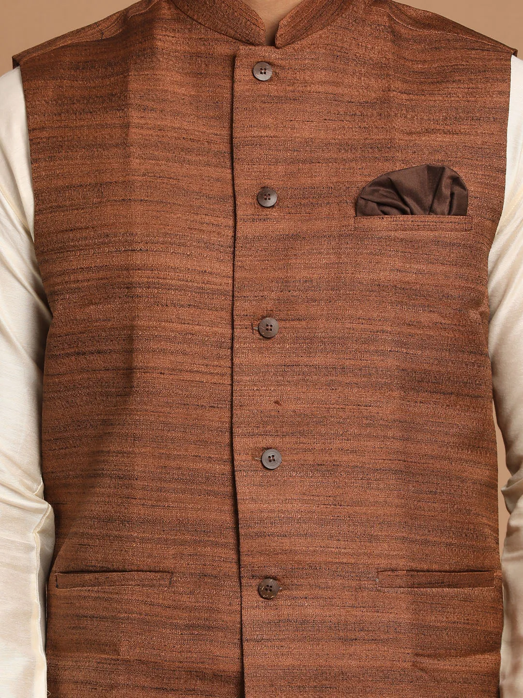 VASTRAMAY Coffee Brown Nehru Jacket Set