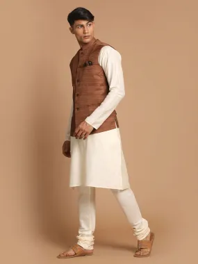 VASTRAMAY Coffee Brown Nehru Jacket Set