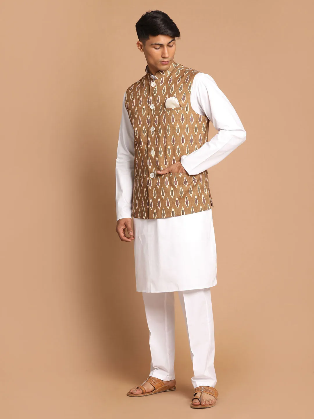 VASTRAMAY Green Nehru Jacket Set