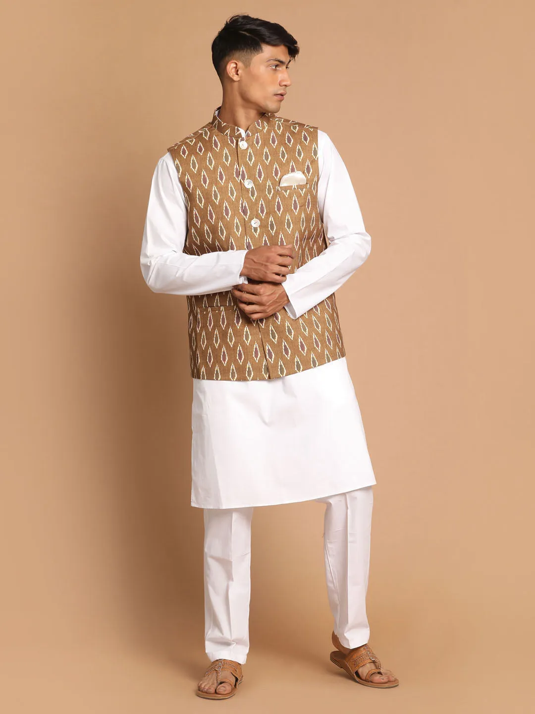 VASTRAMAY Green Nehru Jacket Set