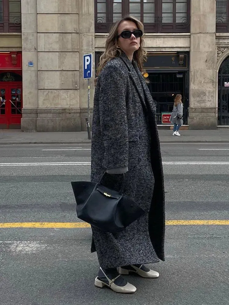 Vera - Herringbone maxi coat