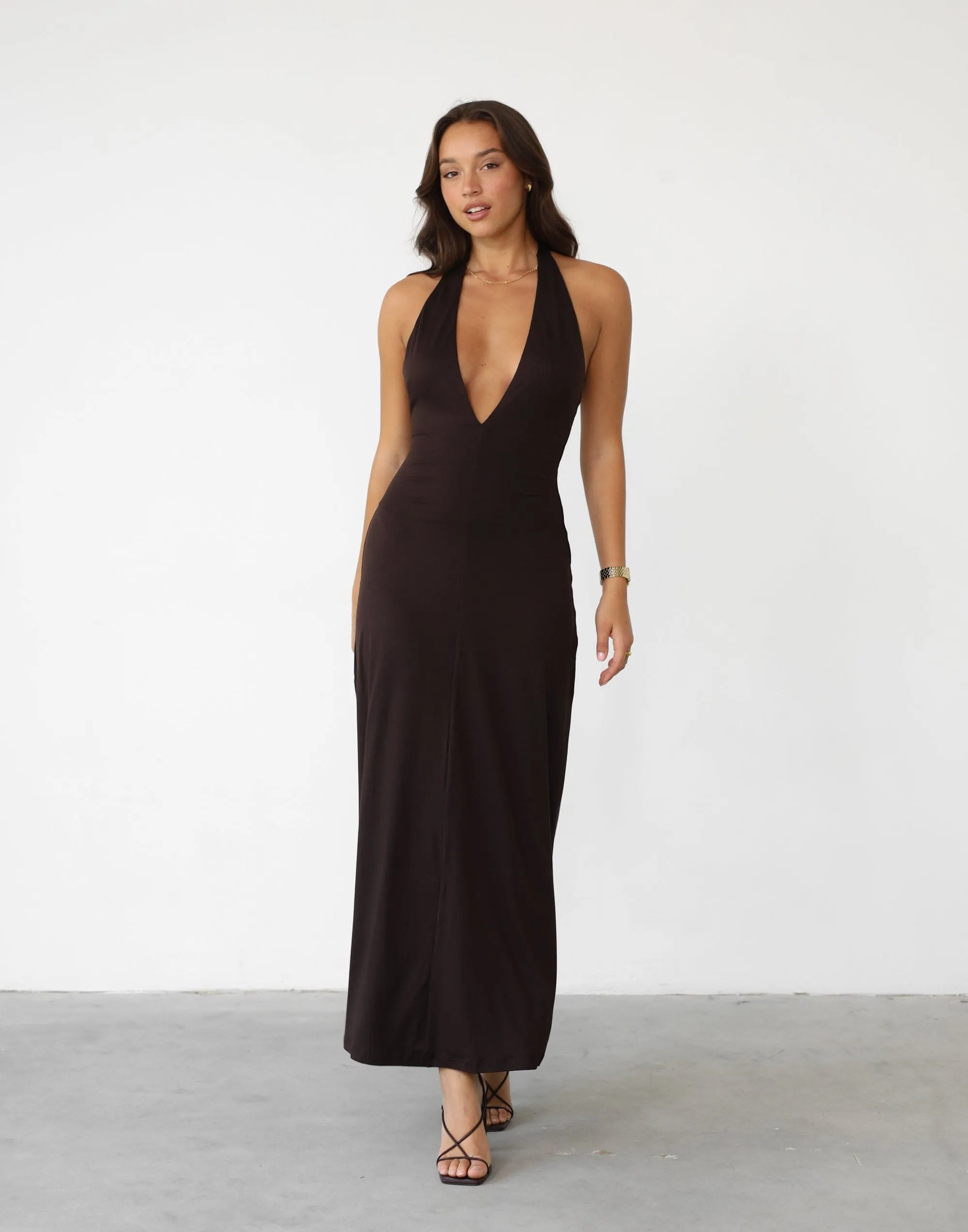 Victoria Maxi Dress (Chocolate)