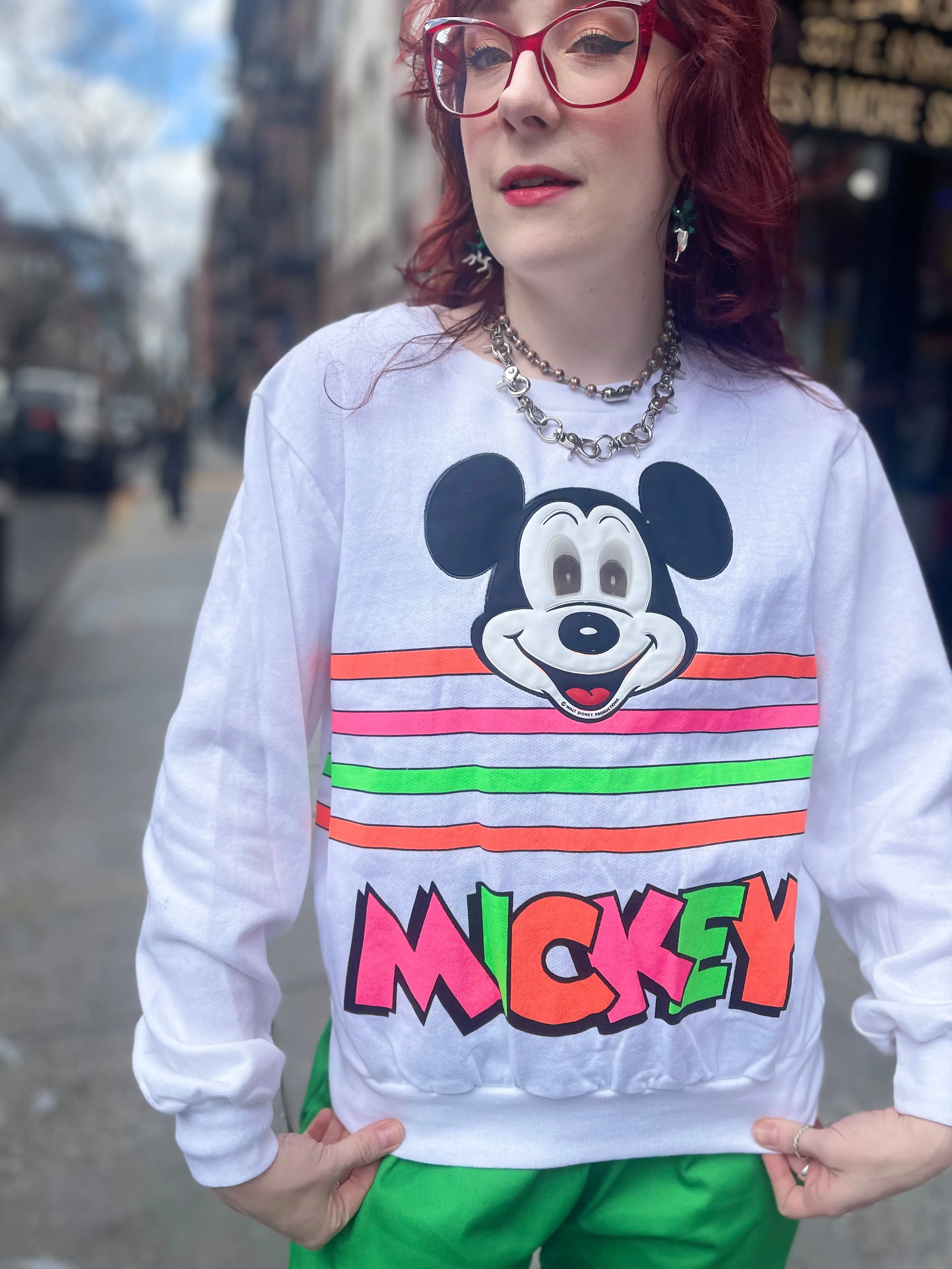 Vintage 90s Mickey Mouse Hologram Eyes Sweatshirt