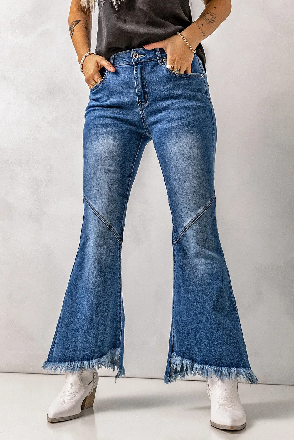 Vintage Frayed Tassel Bell Bottom Pants