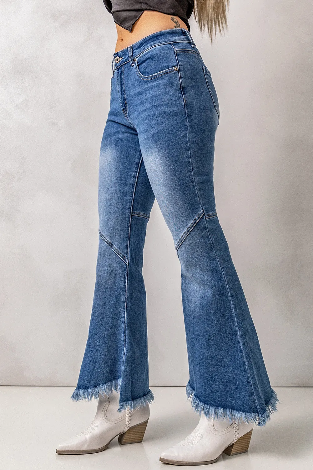 Vintage Frayed Tassel Bell Bottom Pants