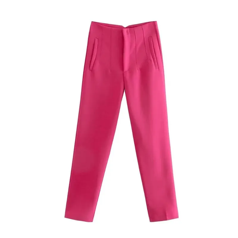 Vintage High Waist Ankle Length Trouser Pants with Seam Detail