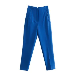 Vintage High Waist Ankle Length Trouser Pants with Seam Detail