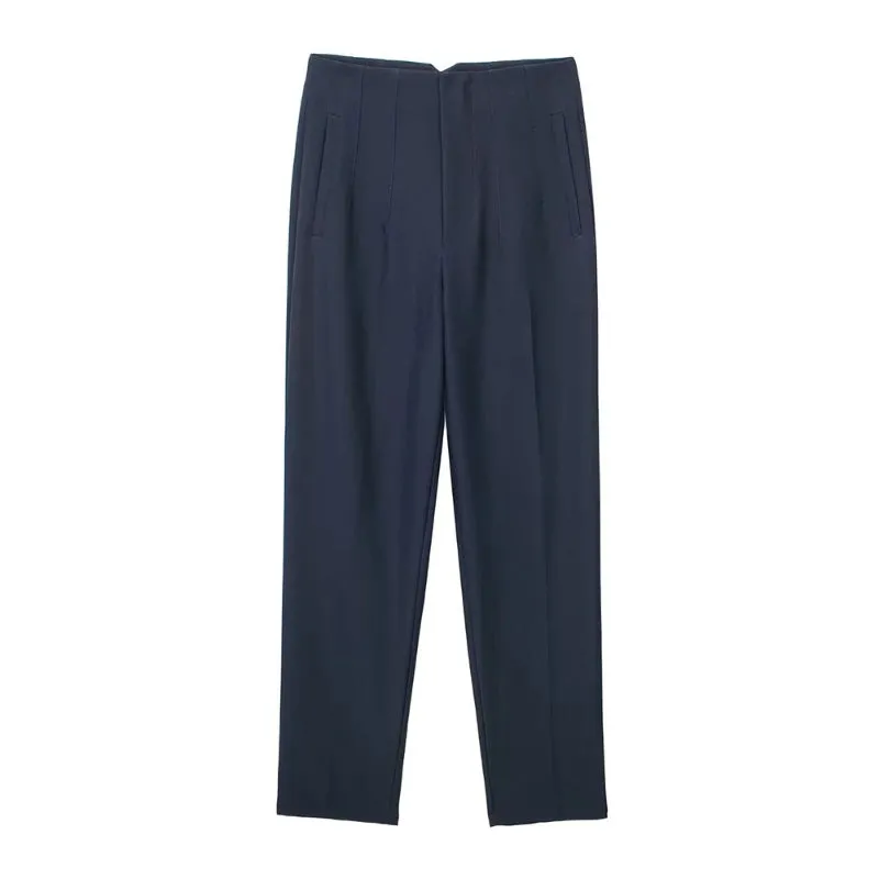 Vintage High Waist Ankle Length Trouser Pants with Seam Detail