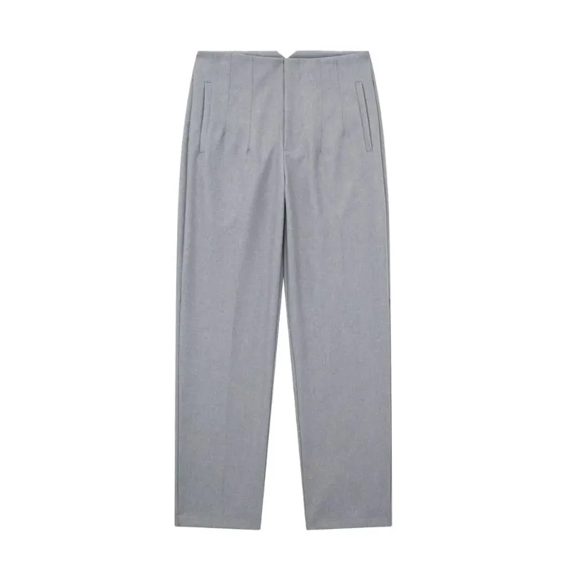 Vintage High Waist Ankle Length Trouser Pants with Seam Detail