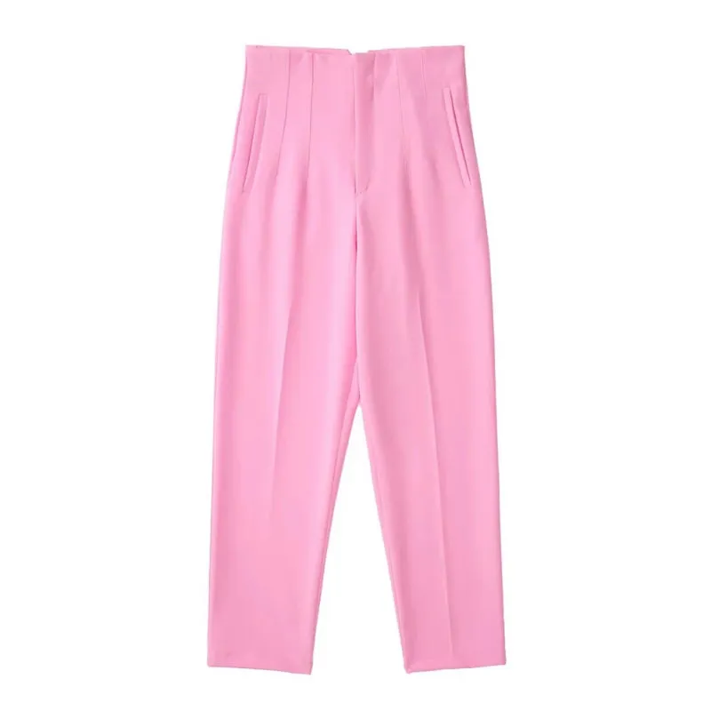 Vintage High Waist Ankle Length Trouser Pants with Seam Detail