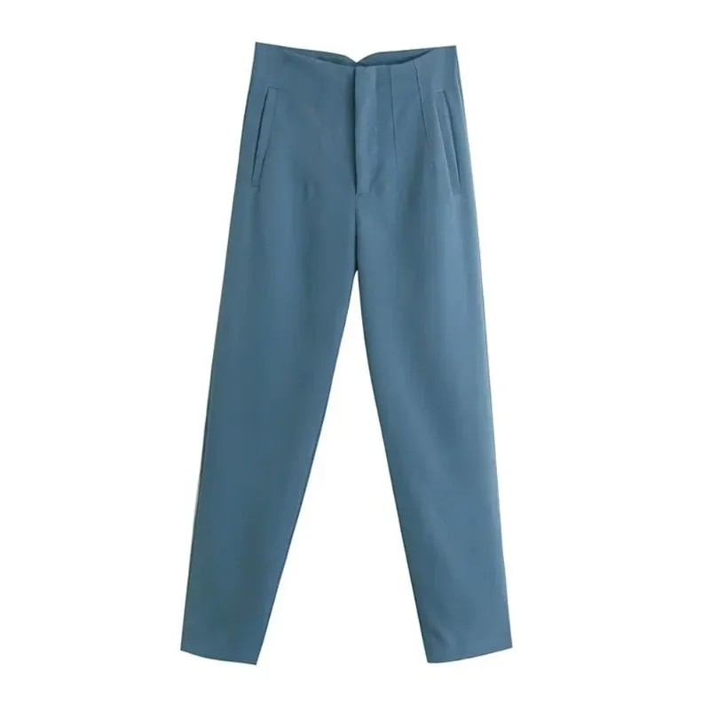 Vintage High Waist Ankle Length Trouser Pants with Seam Detail