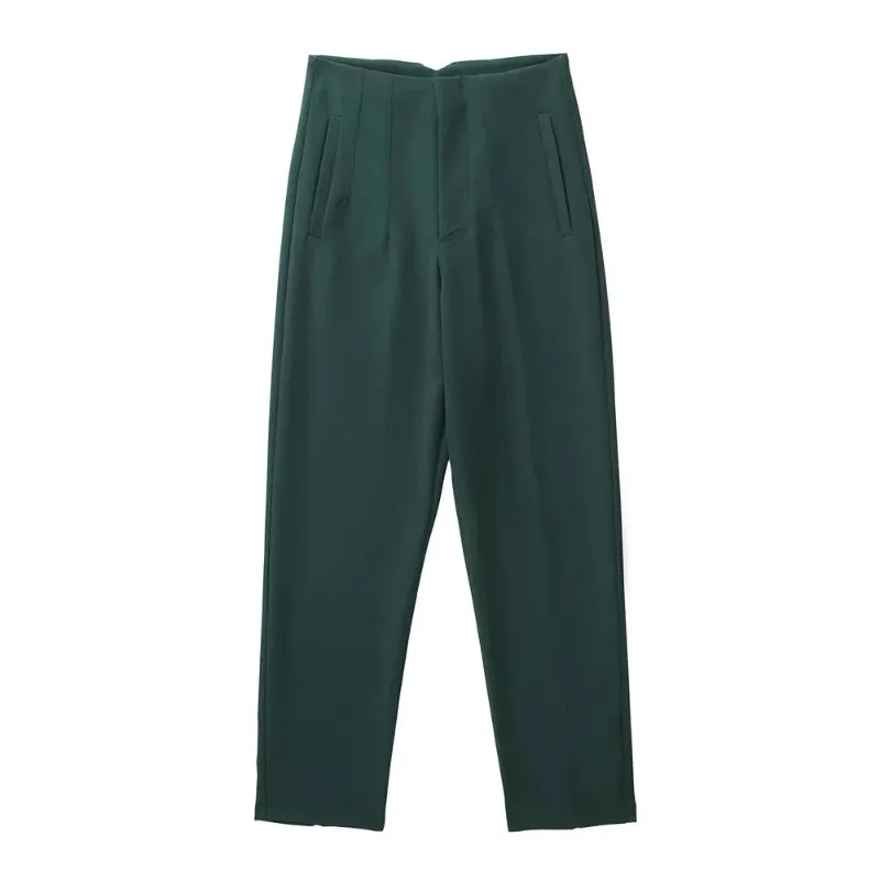 Vintage High Waist Ankle Length Trouser Pants with Seam Detail