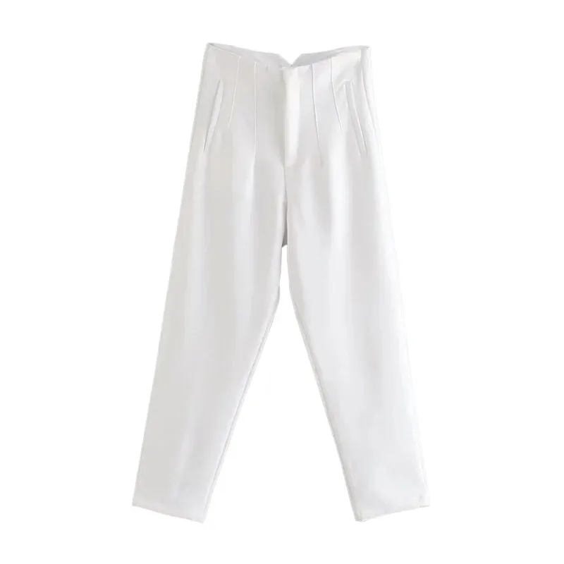 Vintage High Waist Ankle Length Trouser Pants with Seam Detail