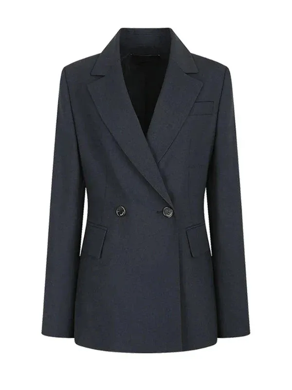 Wenkouban-Winter outfits Christmas Black Friday Notched Collar Double Breasted Business Formal Blazer