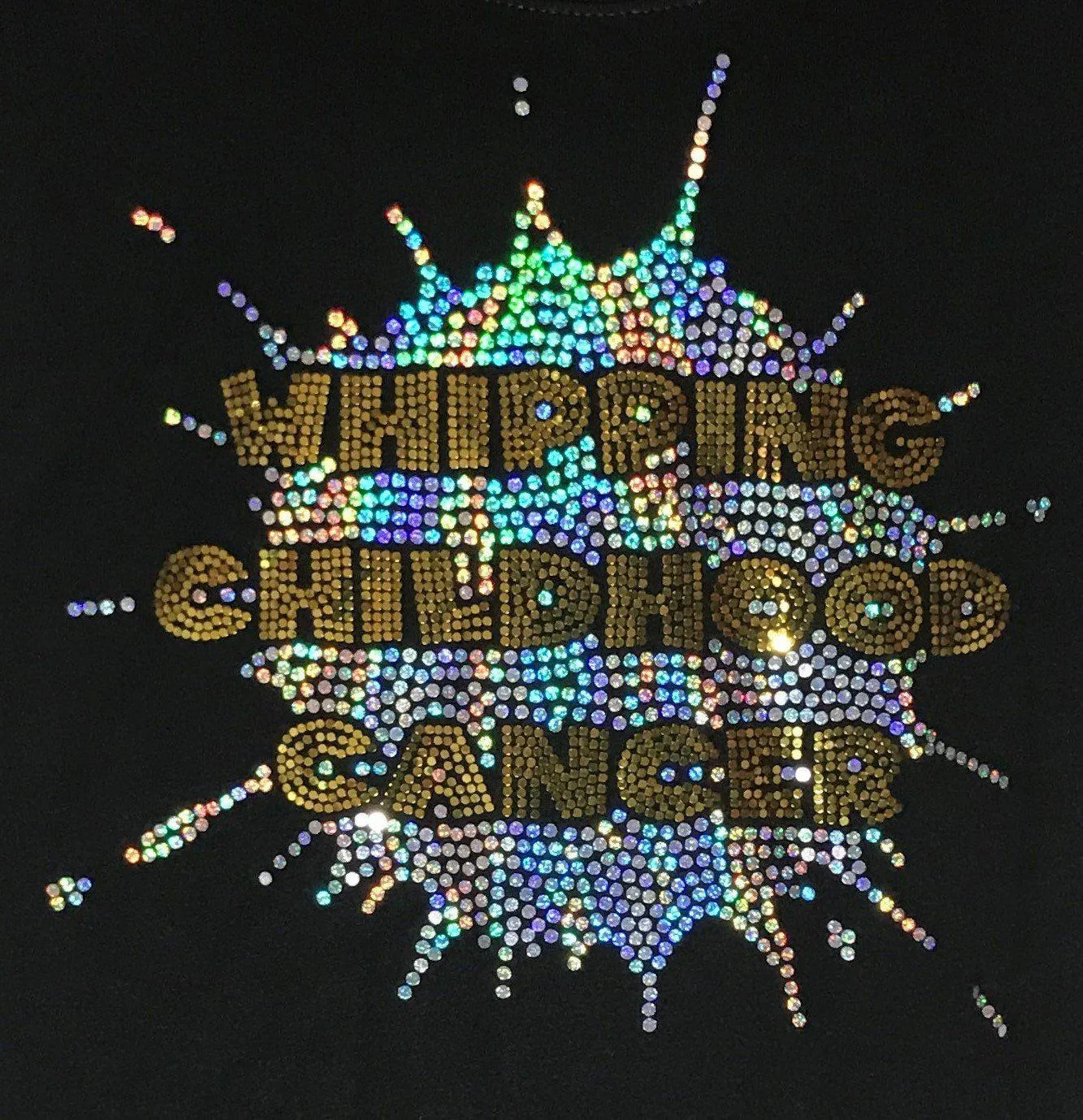 Whipping Childhood Cancer Spangle Holographic Sparkle Spangle Bling Bling Youth Tank