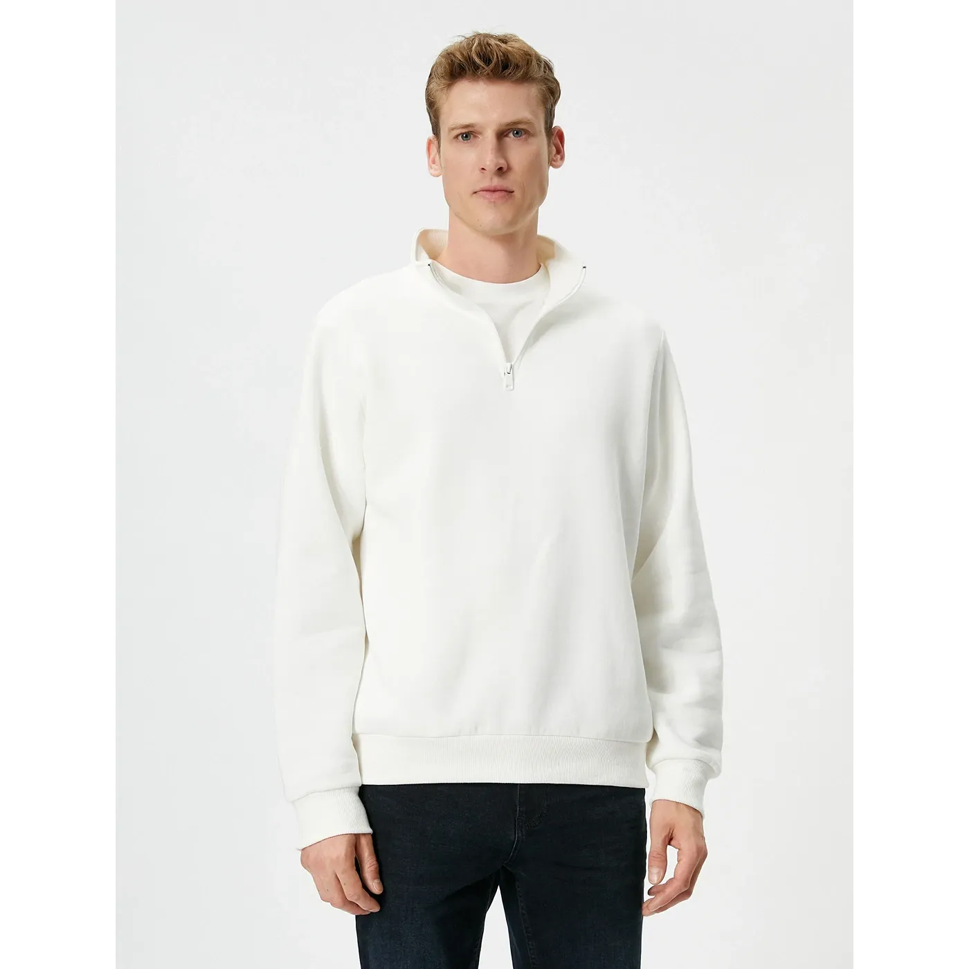 White Half Zip Sweatshirt