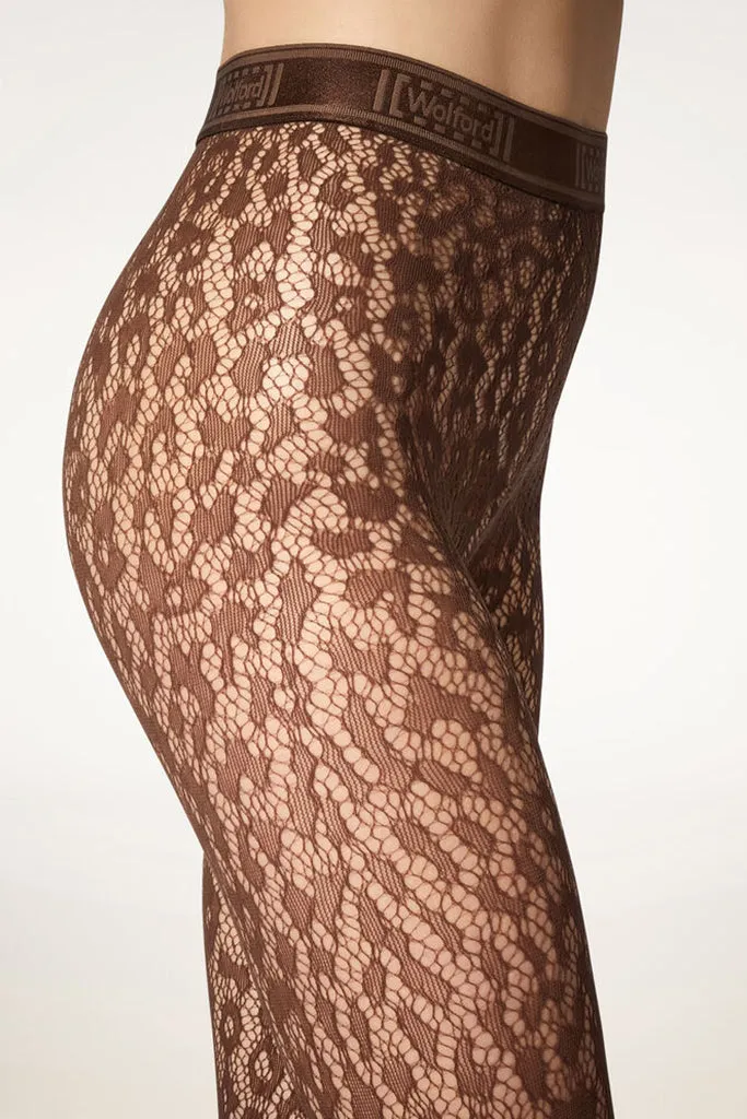 Wolford - Leo Lace Tights - Umber