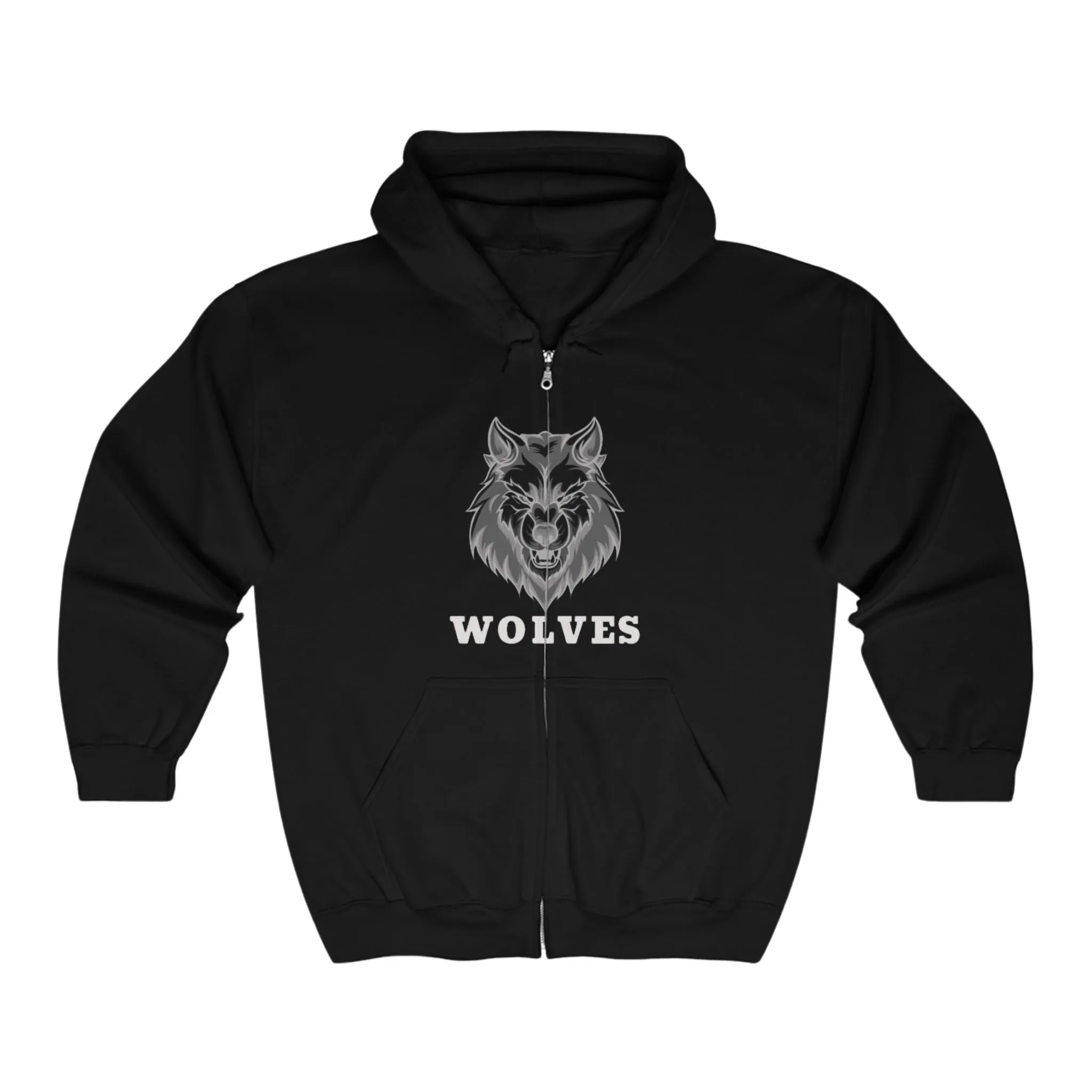 Wolves Unisex Full Zip Hoodie Bold Graphic