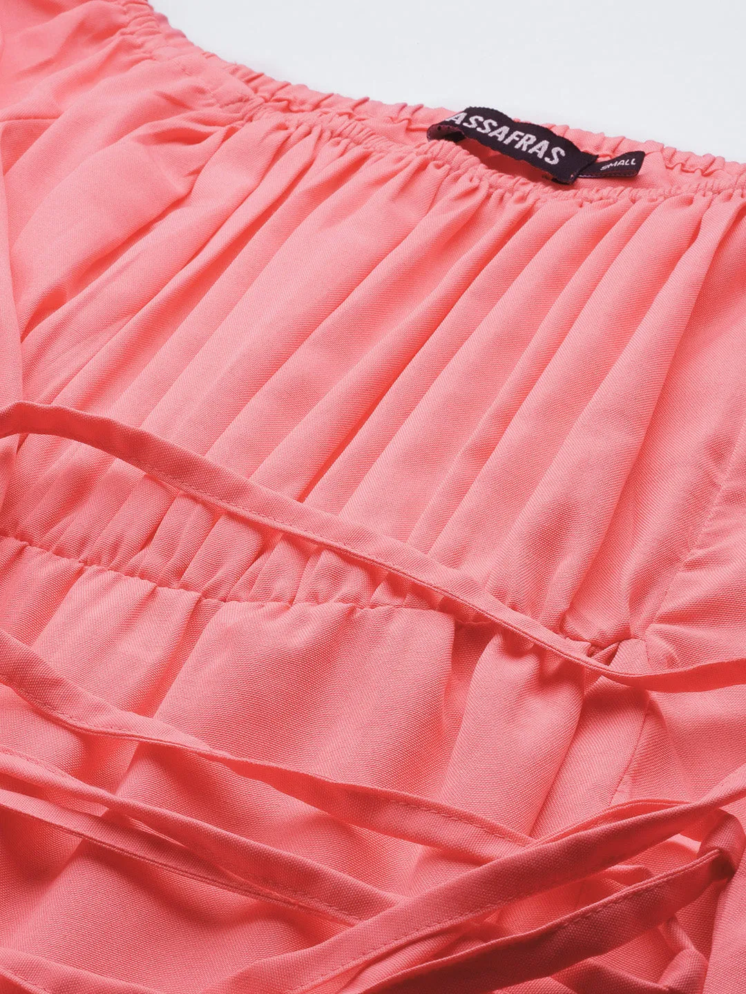 Women Pink Front Criss Cross Short Dress