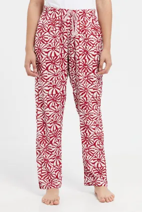 Women Red Printed Pajama Bottom