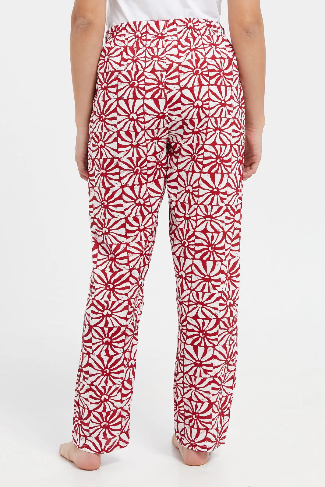 Women Red Printed Pajama Bottom