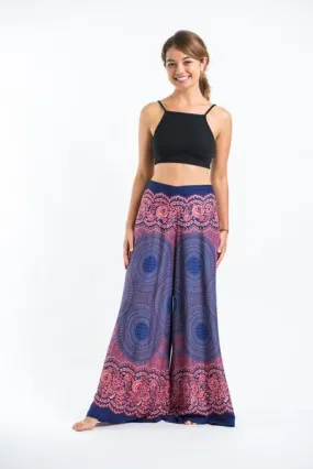 Womens Geometric Mandalas Palazzo Pants in Blue