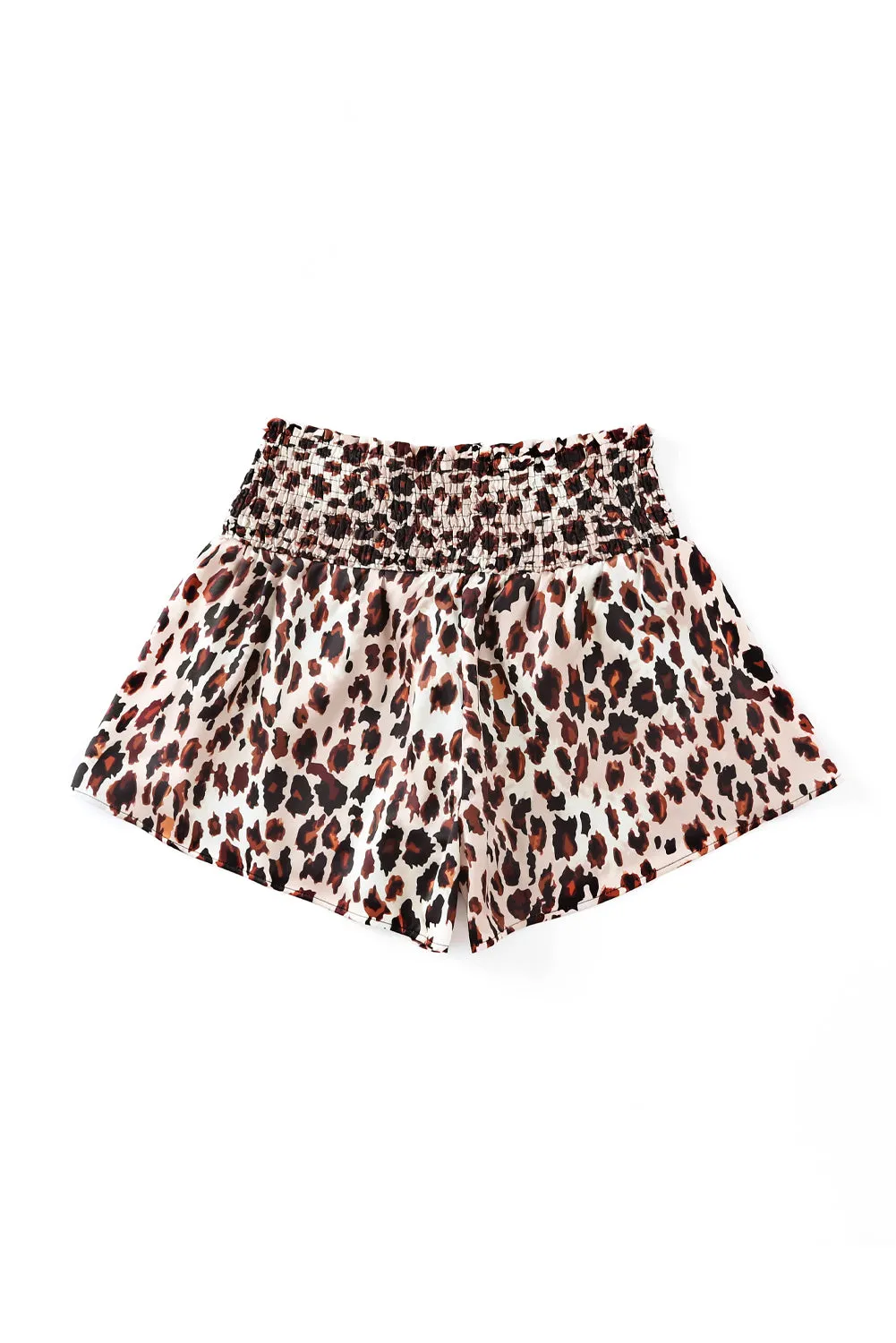 Women's Leopard Print Smocked Waistband High Waist Shorts