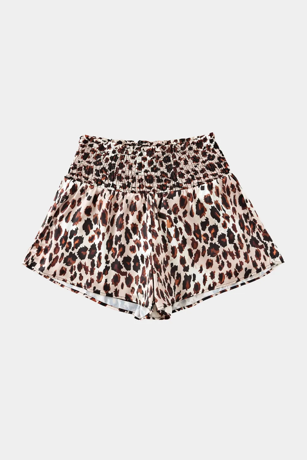 Women's Leopard Print Smocked Waistband High Waist Shorts