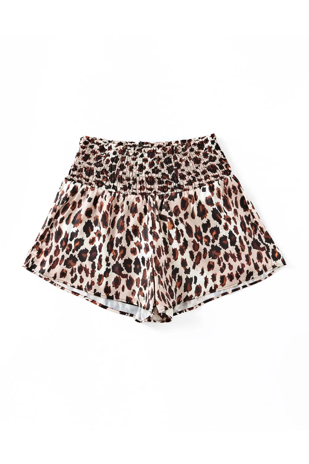 Women's Leopard Print Smocked Waistband High Waist Shorts