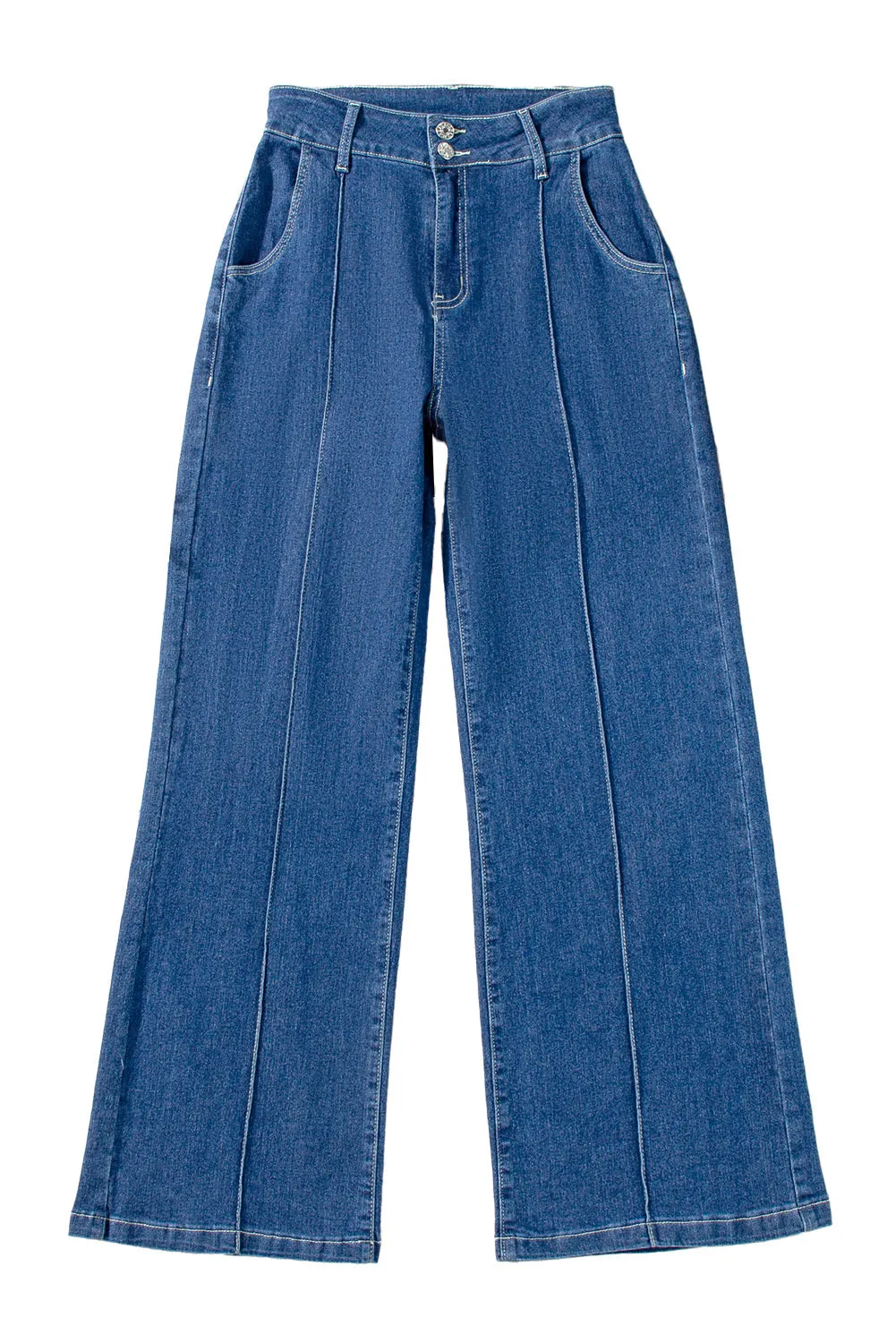 Womens Wide Leg Jeans Casual Baggy High Waisted Stretch Denim Pants