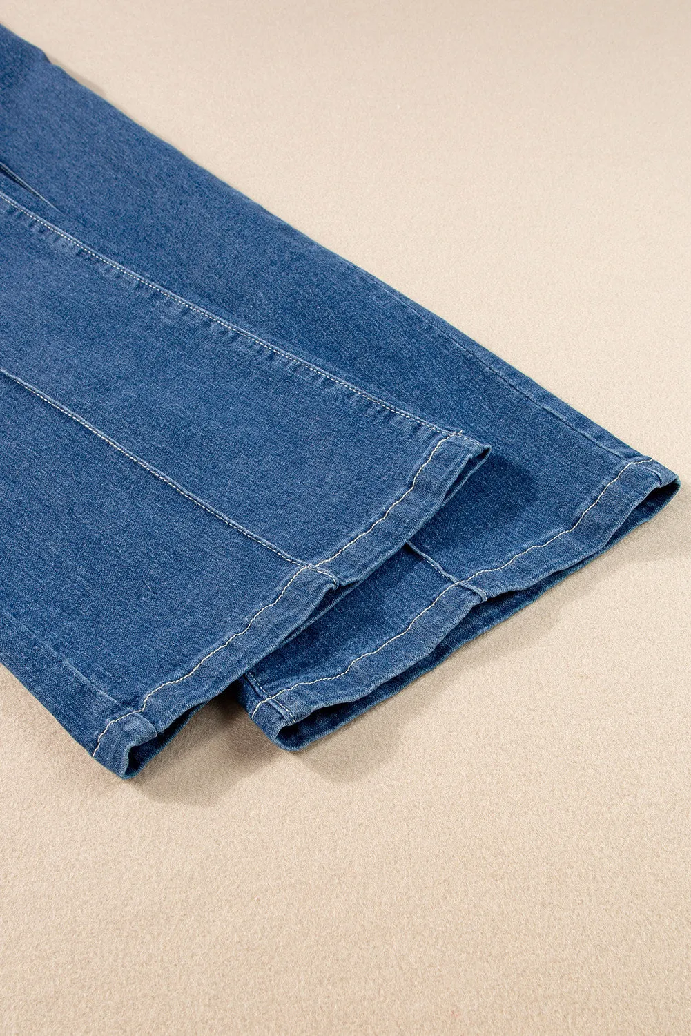 Womens Wide Leg Jeans Casual Baggy High Waisted Stretch Denim Pants