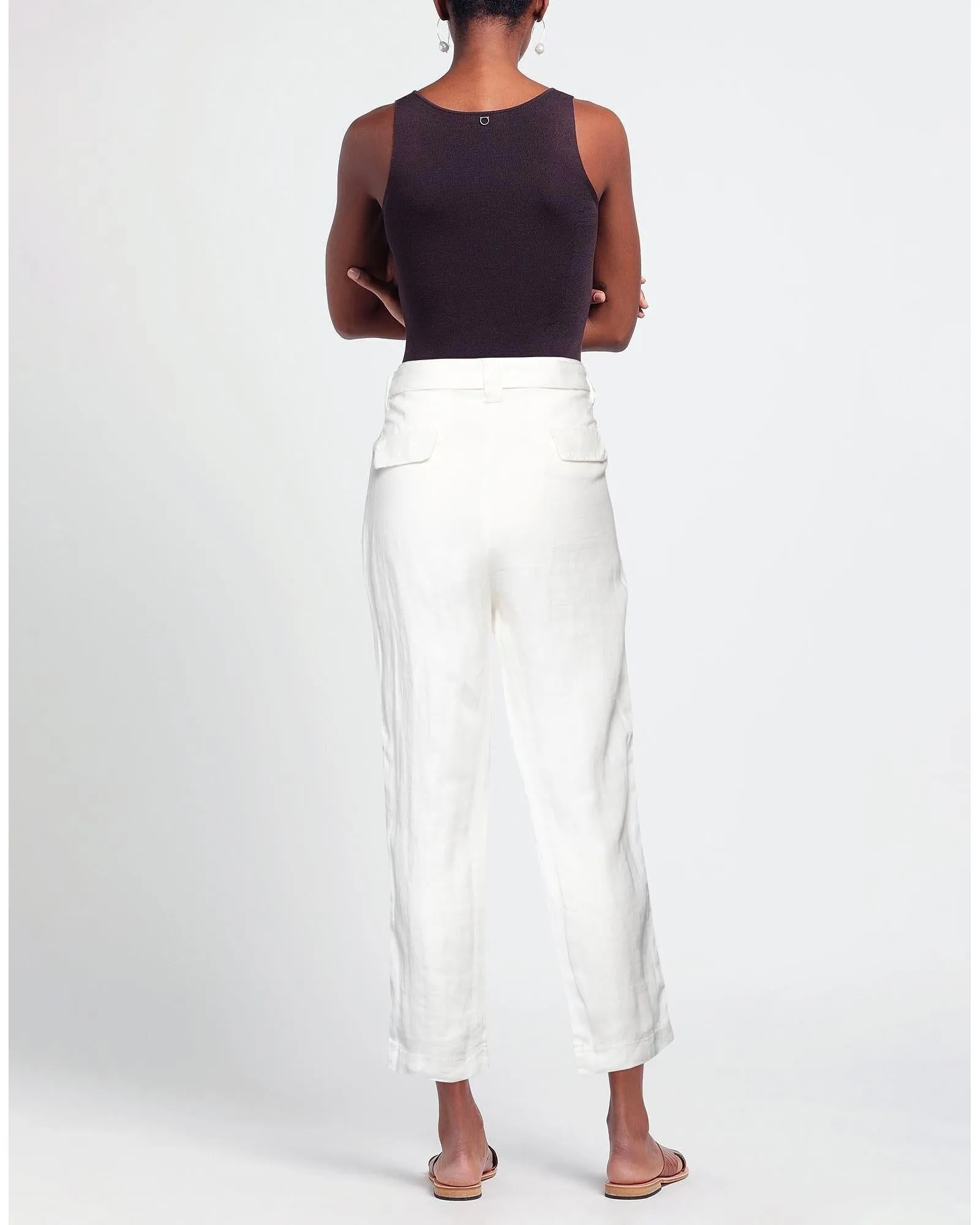 Yes Zee Linen Tie Waist Pants - White